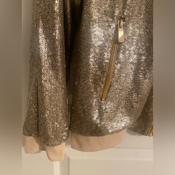 New with tags Dolce Cabo Gold Sequin Bomber Jacket size S - Picture 5 of 6